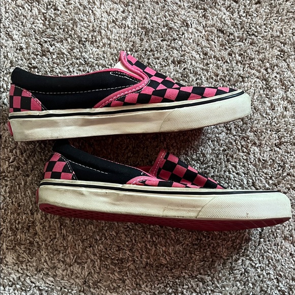 Vans Pink and Black Checkered Slip-Ons - Picture 6 of 8
